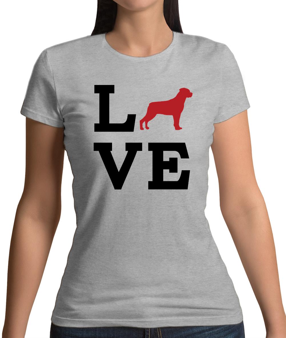 Love Rottweiler Dog Silhouette Womens T-Shirt