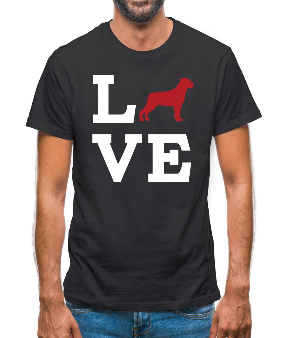 Love Rottweiler Dog Silhouette Mens T-Shirt