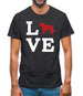 Love St Bernard Dog Silhouette Mens T-Shirt