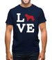 Love St Bernard Dog Silhouette Mens T-Shirt