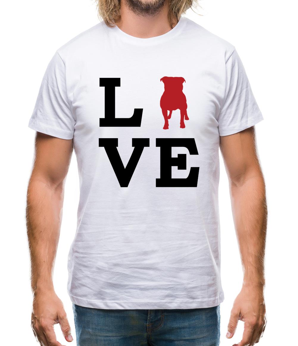Love Staffordshire Bull Terrier Dog Silhouette Mens T-Shirt