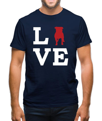 Love Staffordshire Bull Terrier Dog Silhouette Mens T-Shirt