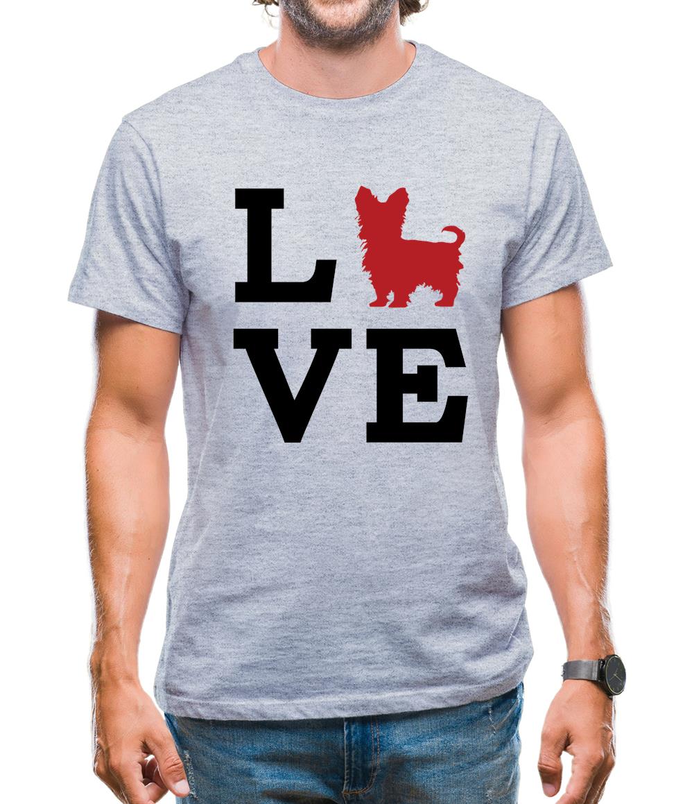 Love Yorkshire Terrier Dog Silhouette Mens T-Shirt