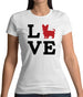 Love Yorkshire Terrier Dog Silhouette Womens T-Shirt