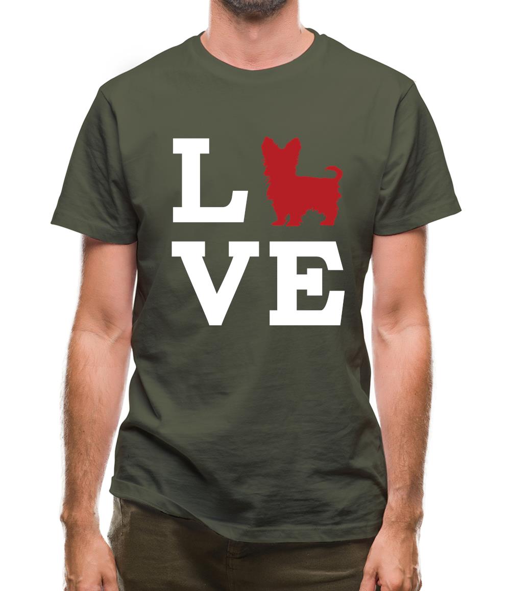 Love Yorkshire Terrier Dog Silhouette Mens T-Shirt