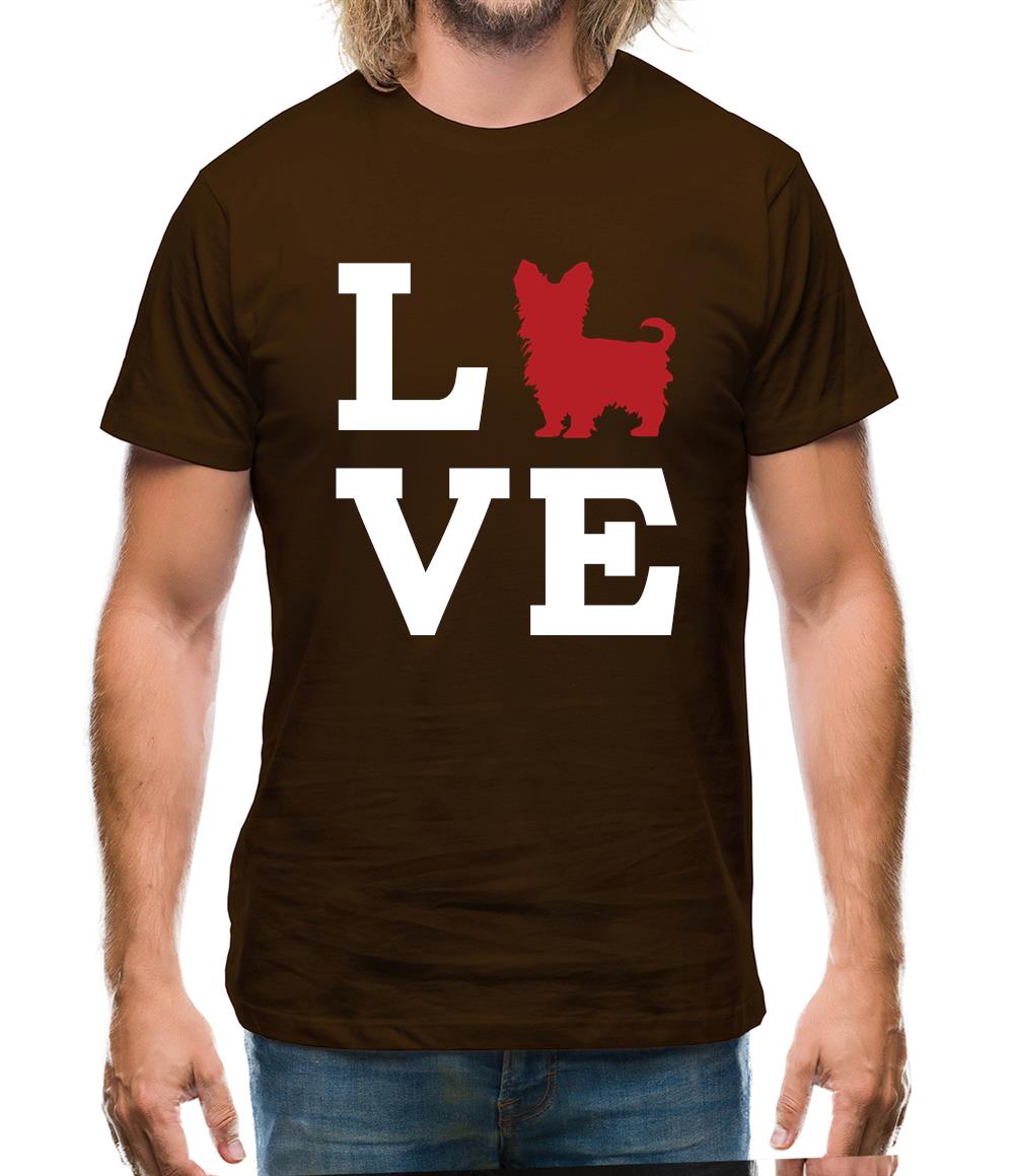 Love Yorkshire Terrier Dog Silhouette Mens T-Shirt