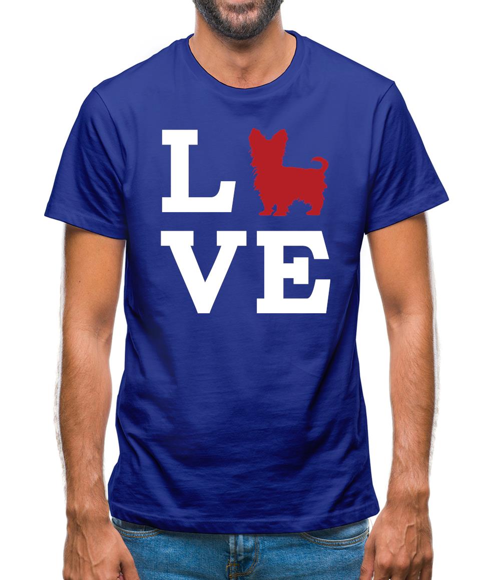 Love Yorkshire Terrier Dog Silhouette Mens T-Shirt