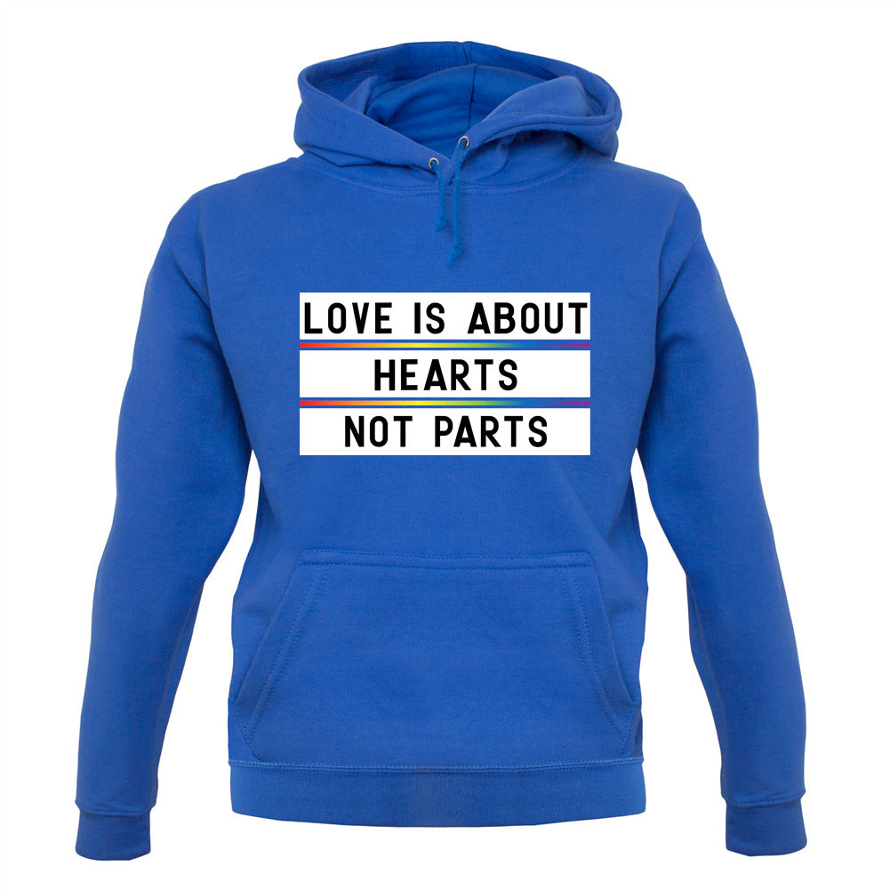 Love Is About Hearts, Not Parts Unisex Hoodie