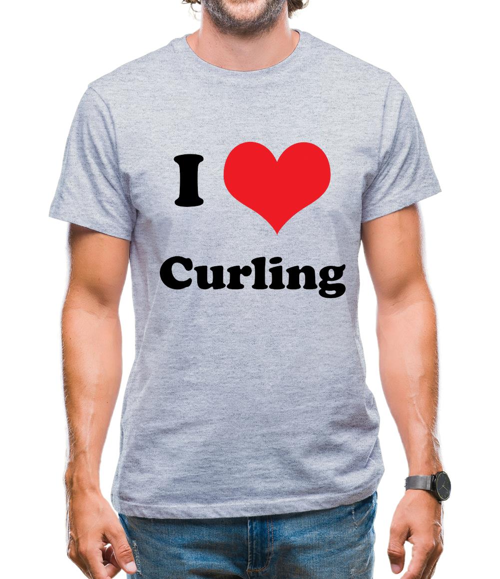 I Love Curling Mens T-Shirt