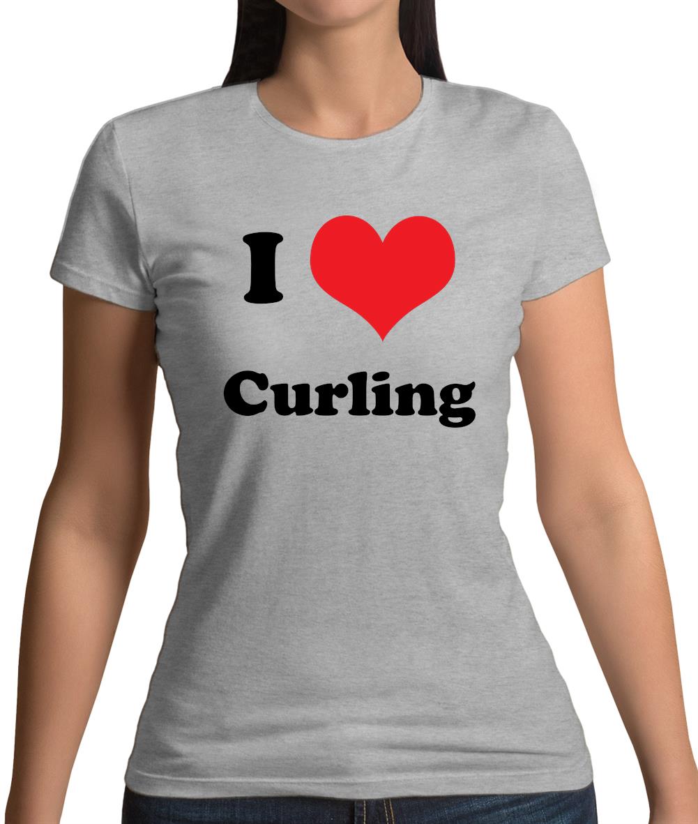I Love Curling Womens T-Shirt