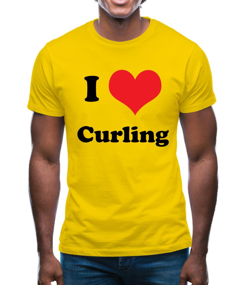 I Love Curling Mens T-Shirt