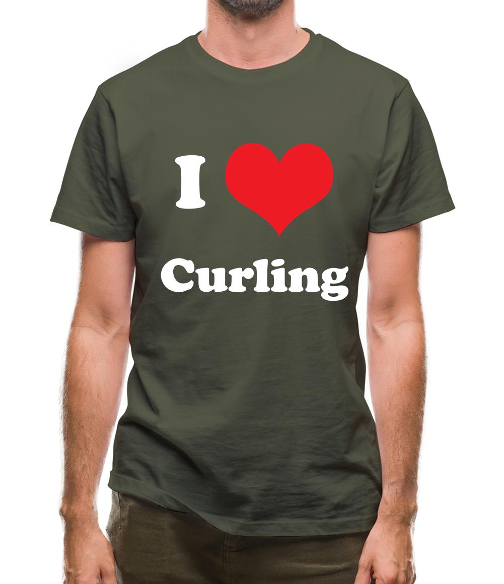 I Love Curling Mens T-Shirt