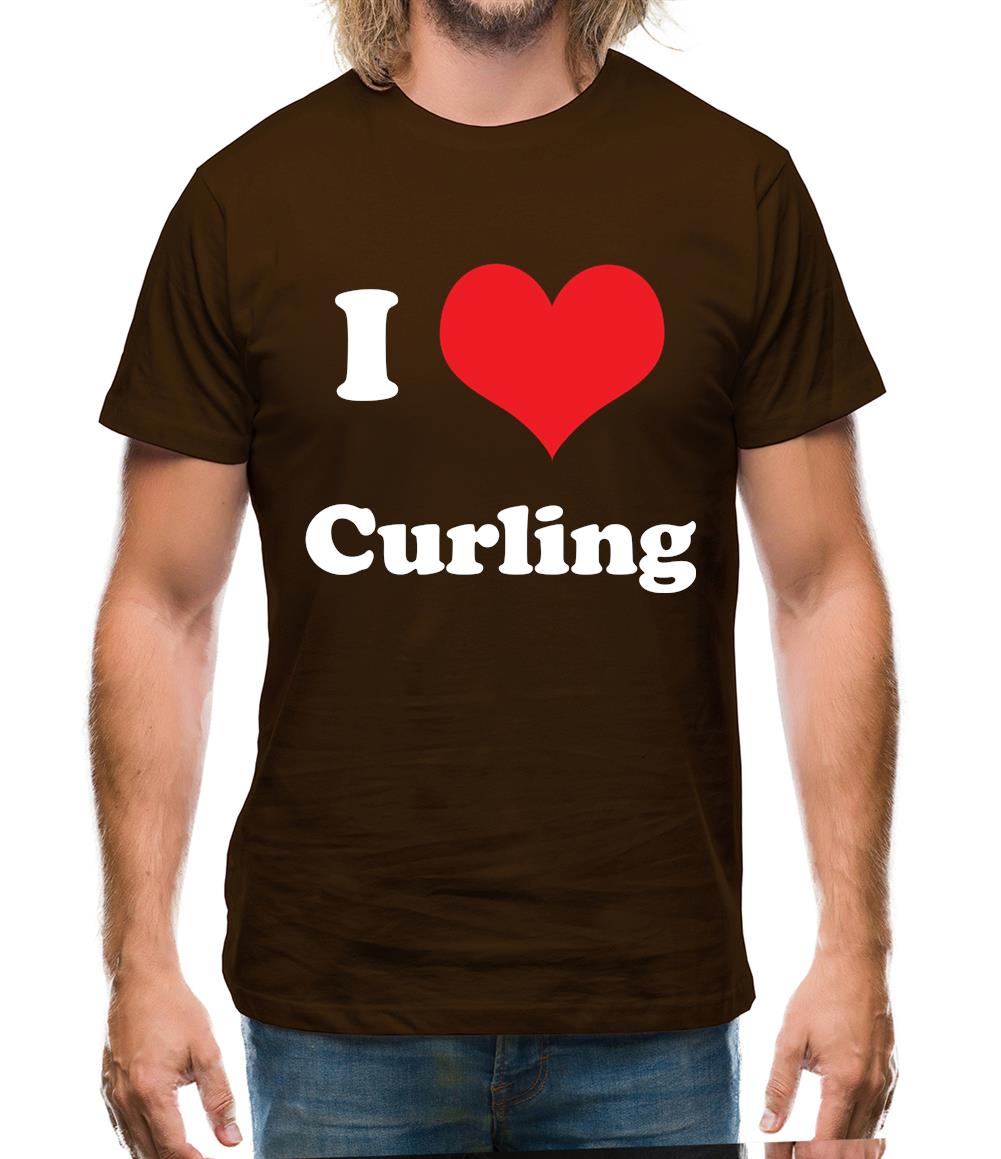 I Love Curling Mens T-Shirt