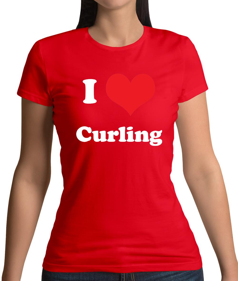 I Love Curling Womens T-Shirt