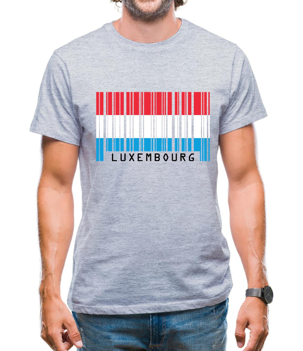 Luxembourg Barcode Style Flag Mens T-Shirt