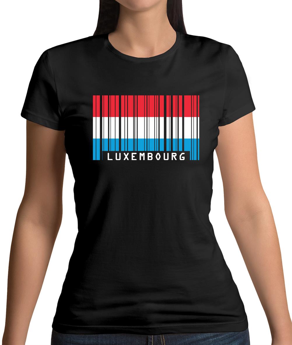 Luxembourg Barcode Style Flag Womens T-Shirt