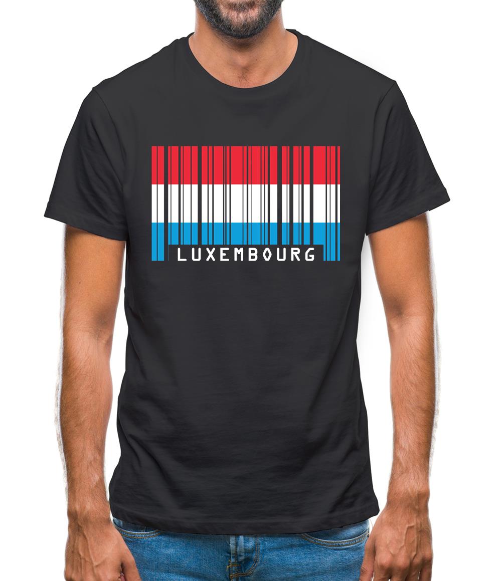 Luxembourg Barcode Style Flag Mens T-Shirt