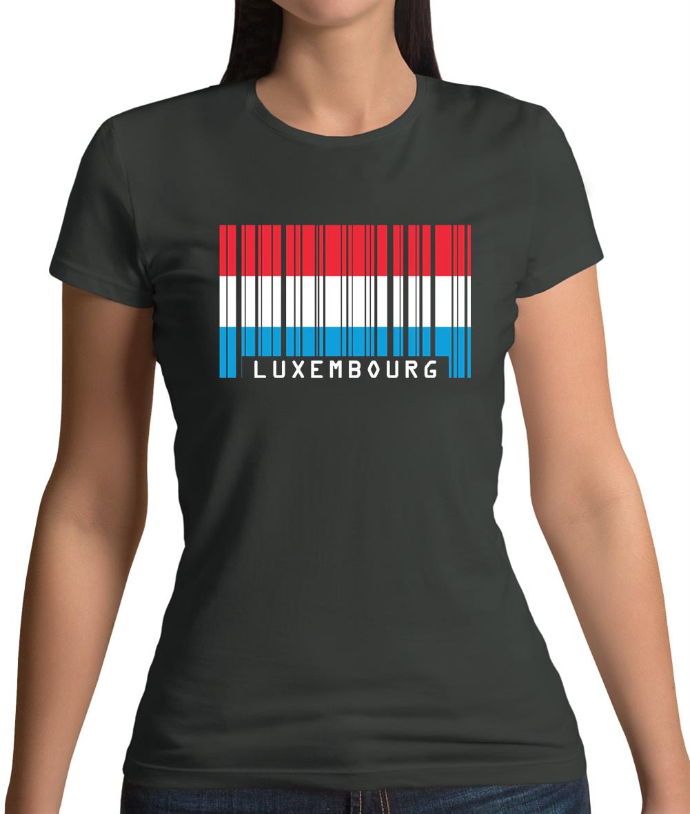 Luxembourg Barcode Style Flag Womens T-Shirt