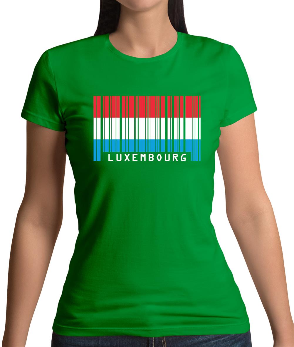 Luxembourg Barcode Style Flag Womens T-Shirt