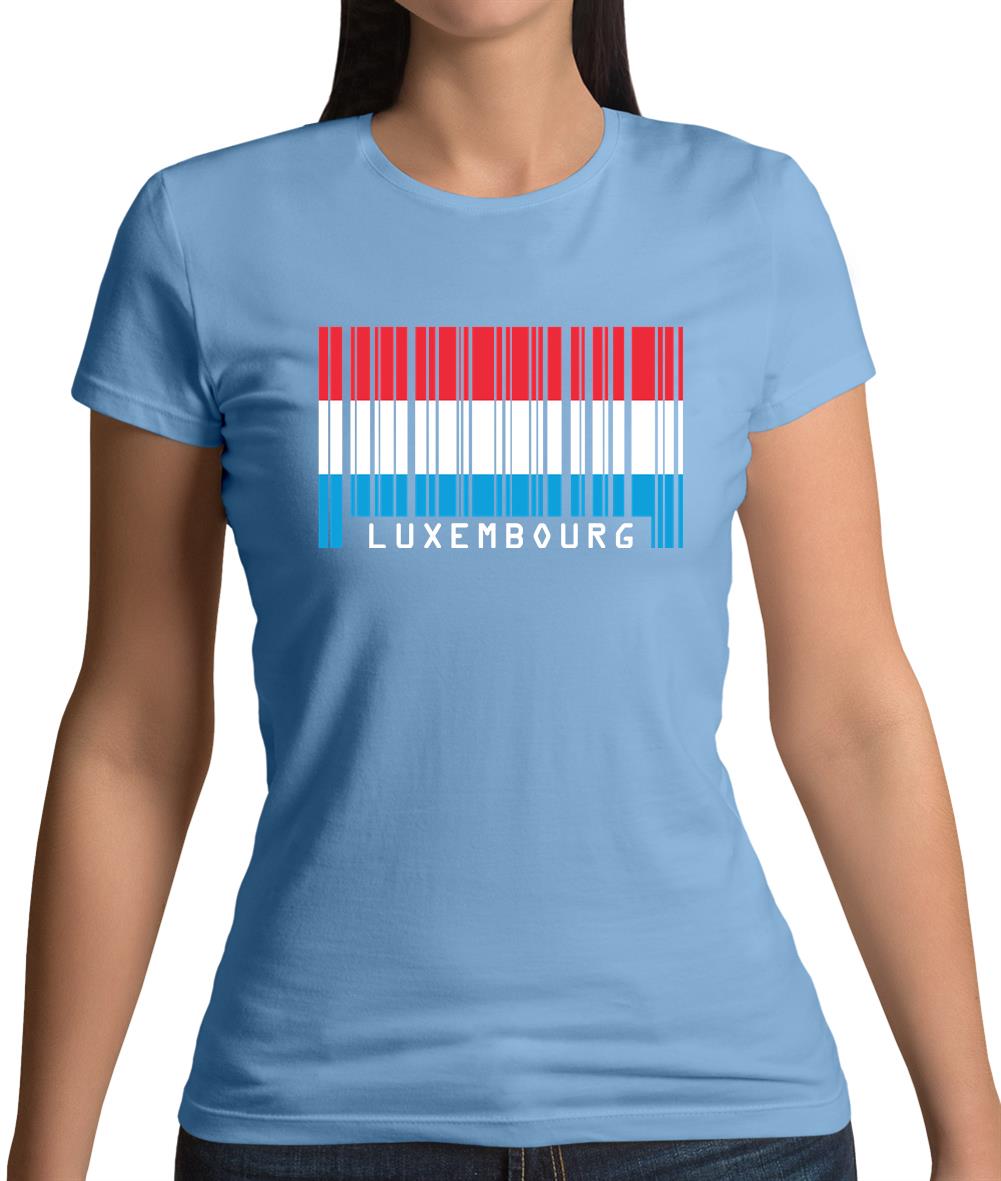 Luxembourg Barcode Style Flag Womens T-Shirt