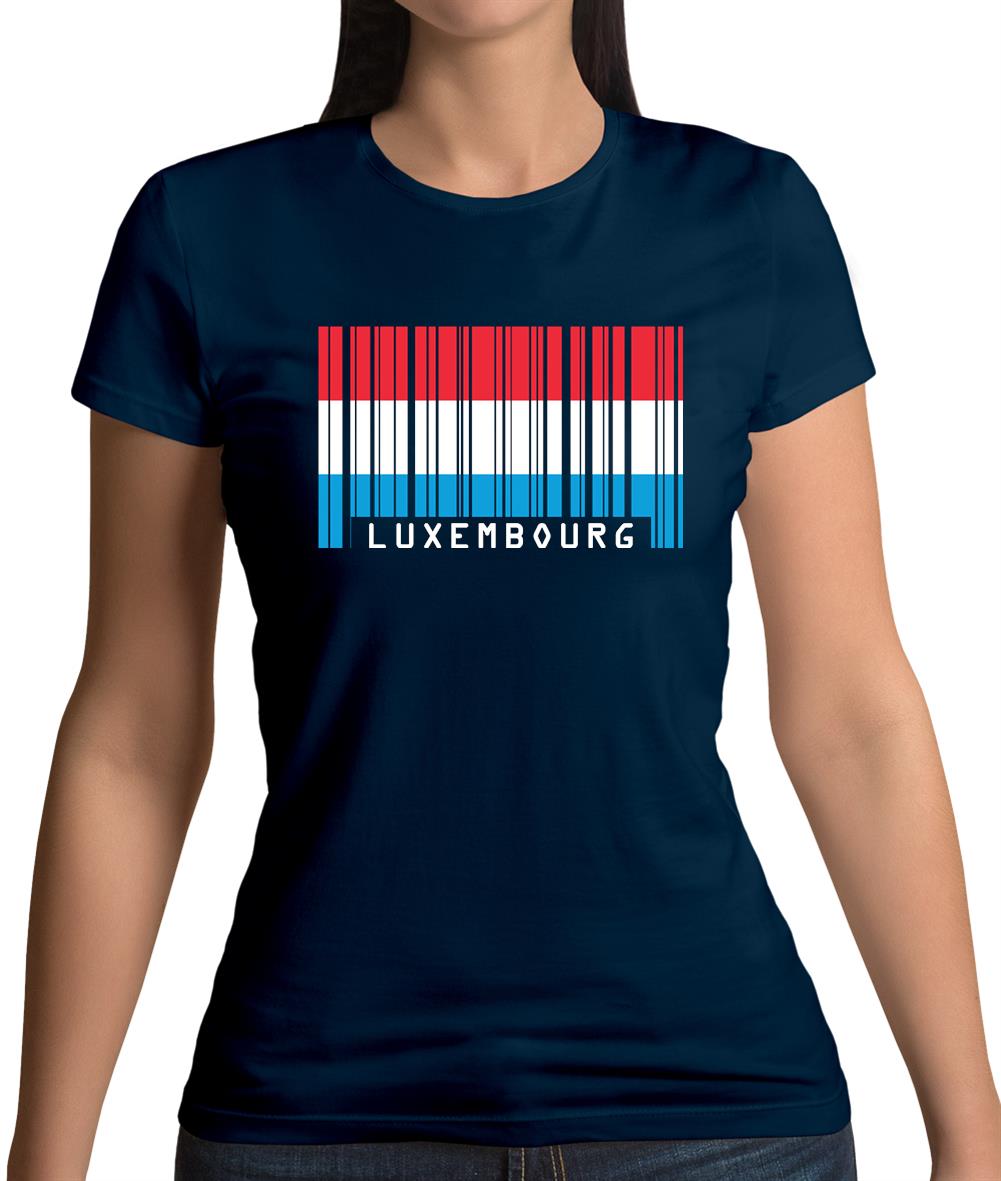 Luxembourg Barcode Style Flag Womens T-Shirt