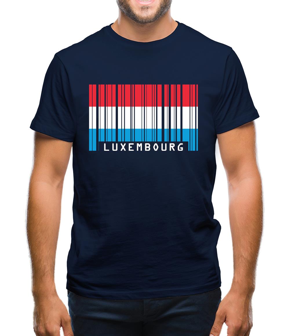 Luxembourg Barcode Style Flag Mens T-Shirt