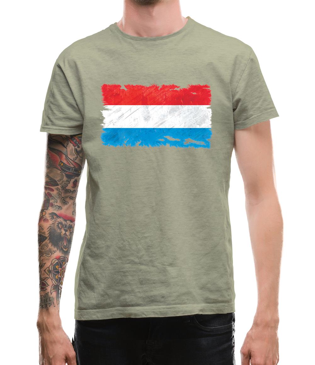 Luxembourg Grunge Style Flag Mens T-Shirt