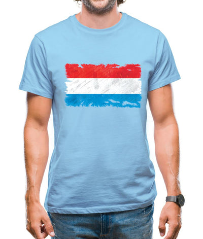 Luxembourg Grunge Style Flag Mens T-Shirt