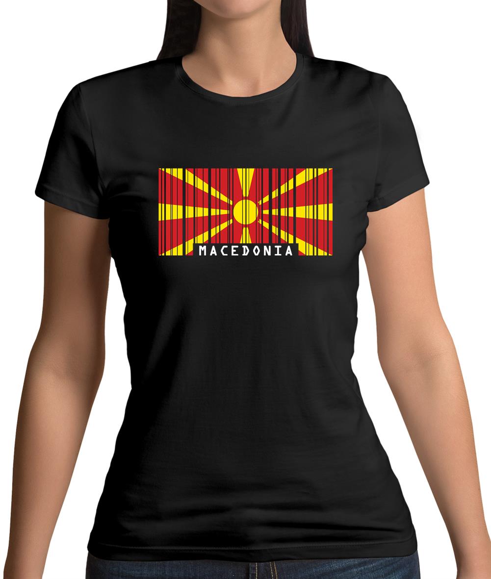 Macedonia Barcode Style Flag Womens T-Shirt