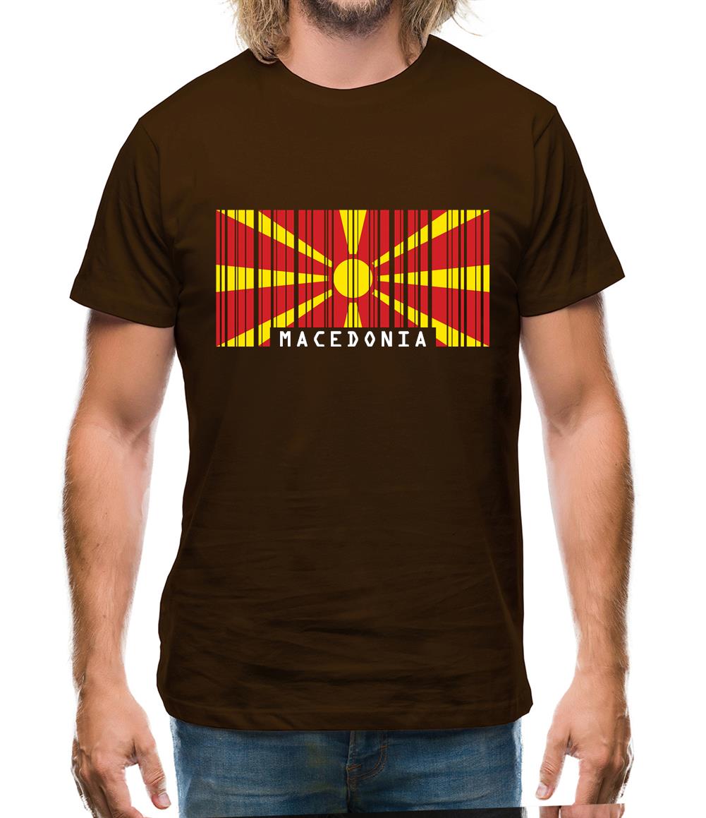 Macedonia Barcode Style Flag Mens T-Shirt