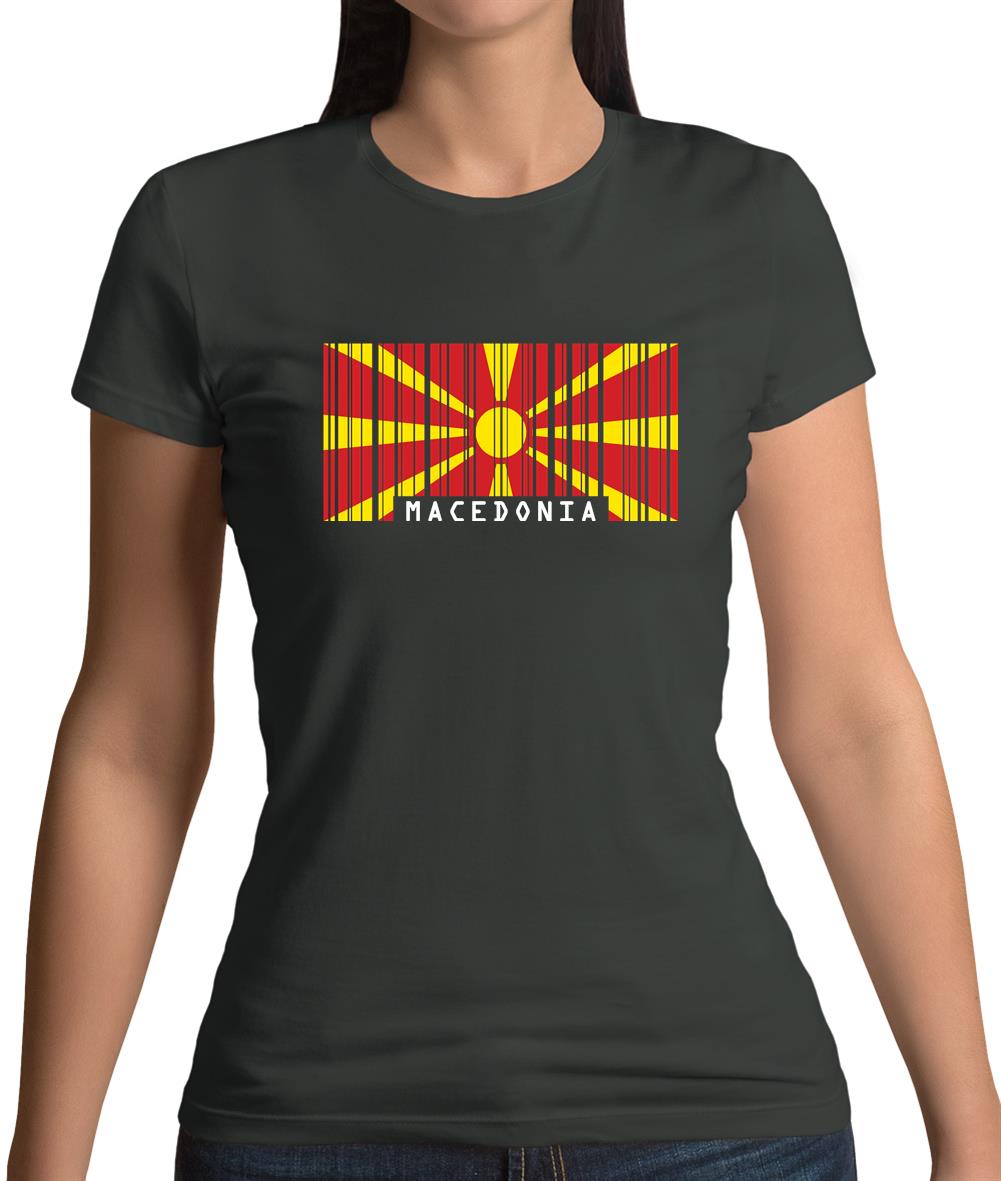 Macedonia Barcode Style Flag Womens T-Shirt
