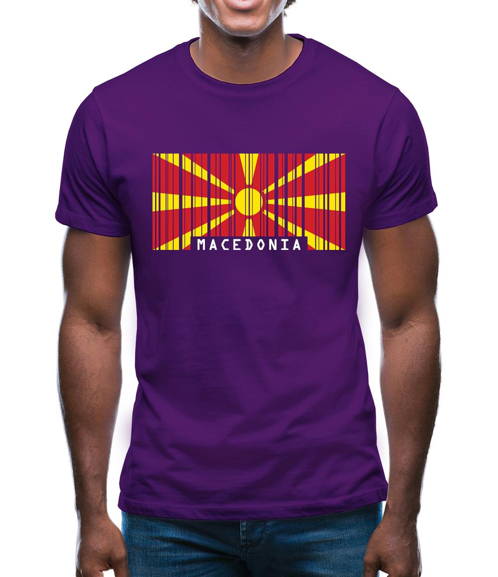 Macedonia Barcode Style Flag Mens T-Shirt