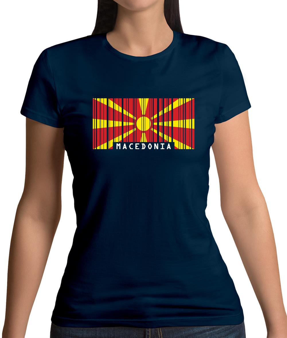 Macedonia Barcode Style Flag Womens T-Shirt