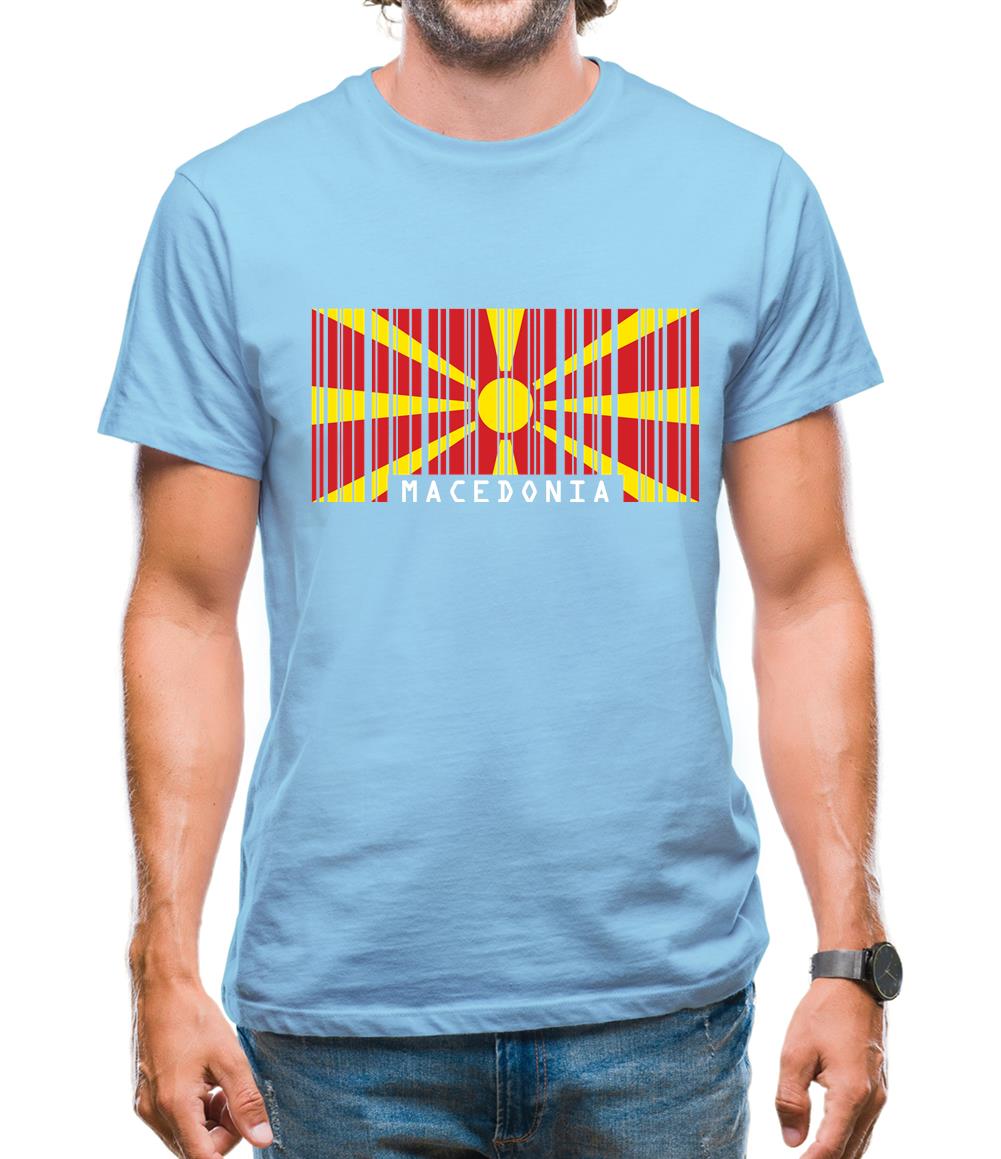 Macedonia Barcode Style Flag Mens T-Shirt