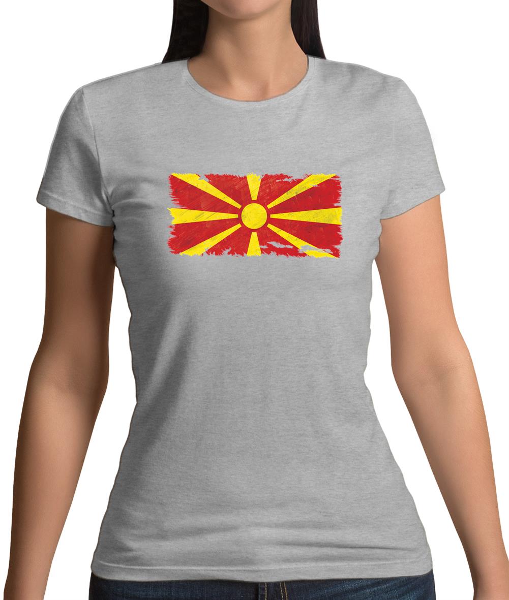 Macedonia Grunge Style Flag Womens T-Shirt