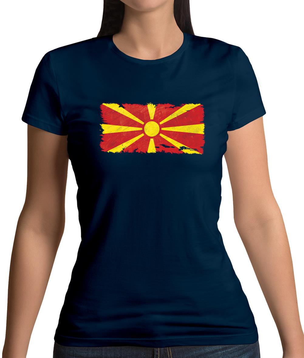 Macedonia Grunge Style Flag Womens T-Shirt