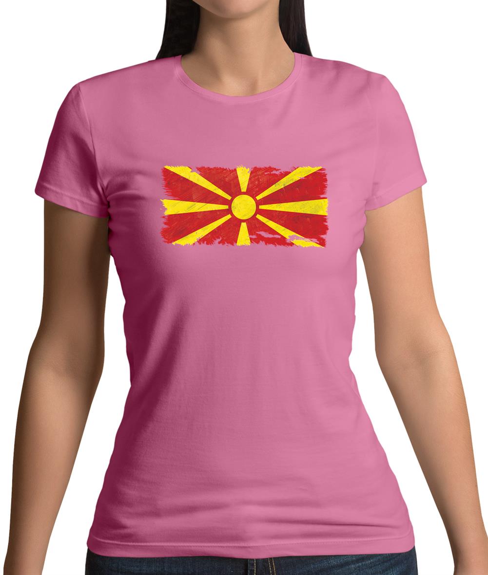 Macedonia Grunge Style Flag Womens T-Shirt