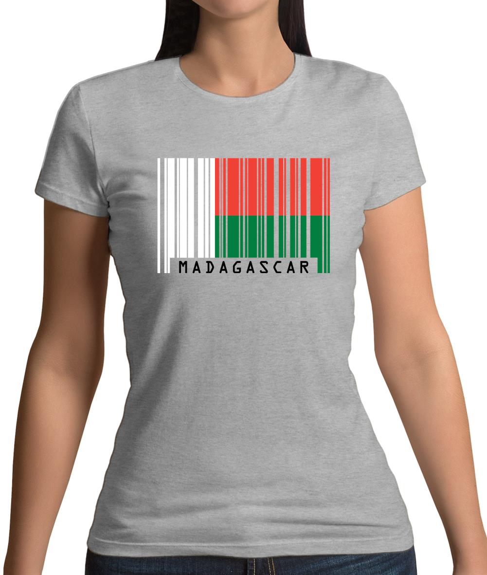 Madagascar Barcode Style Flag Womens T-Shirt
