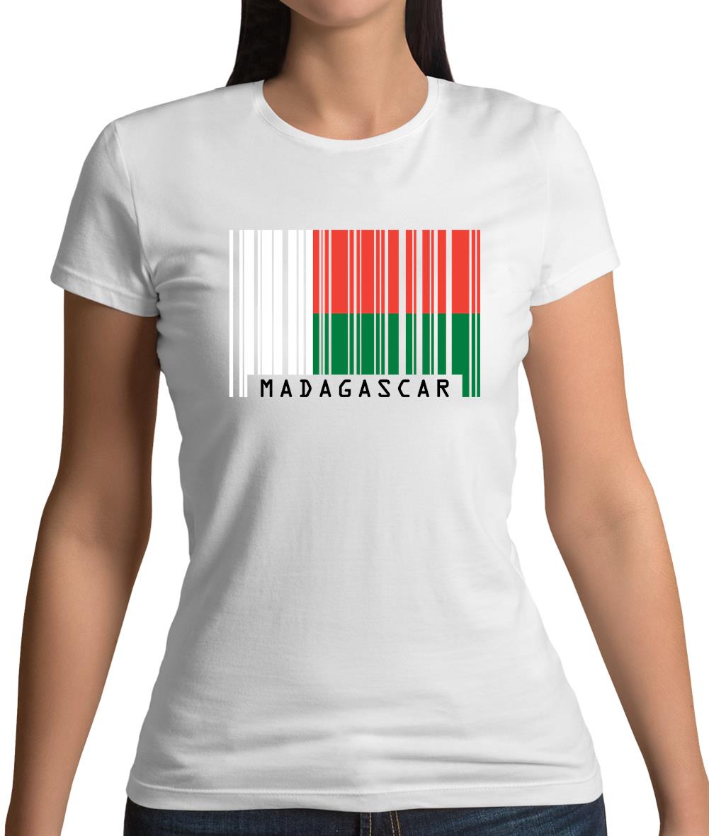 Madagascar Barcode Style Flag Womens T-Shirt