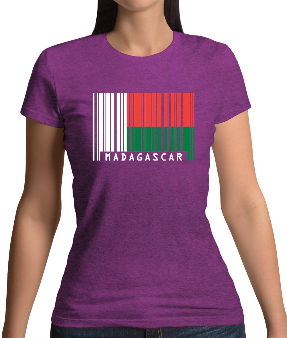 Madagascar Barcode Style Flag Womens T-Shirt