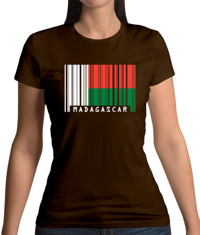 Madagascar Barcode Style Flag Womens T-Shirt