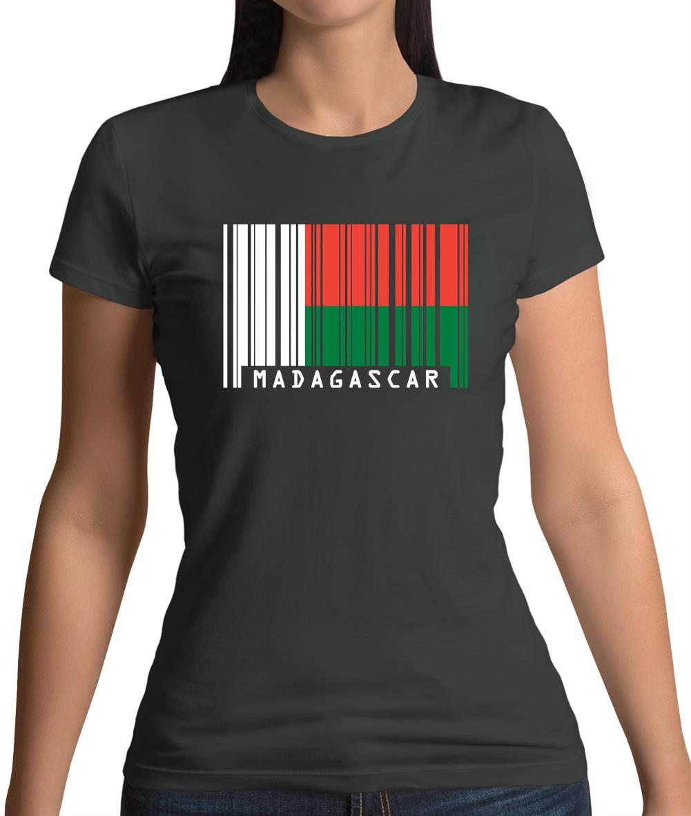 Madagascar Barcode Style Flag Womens T-Shirt