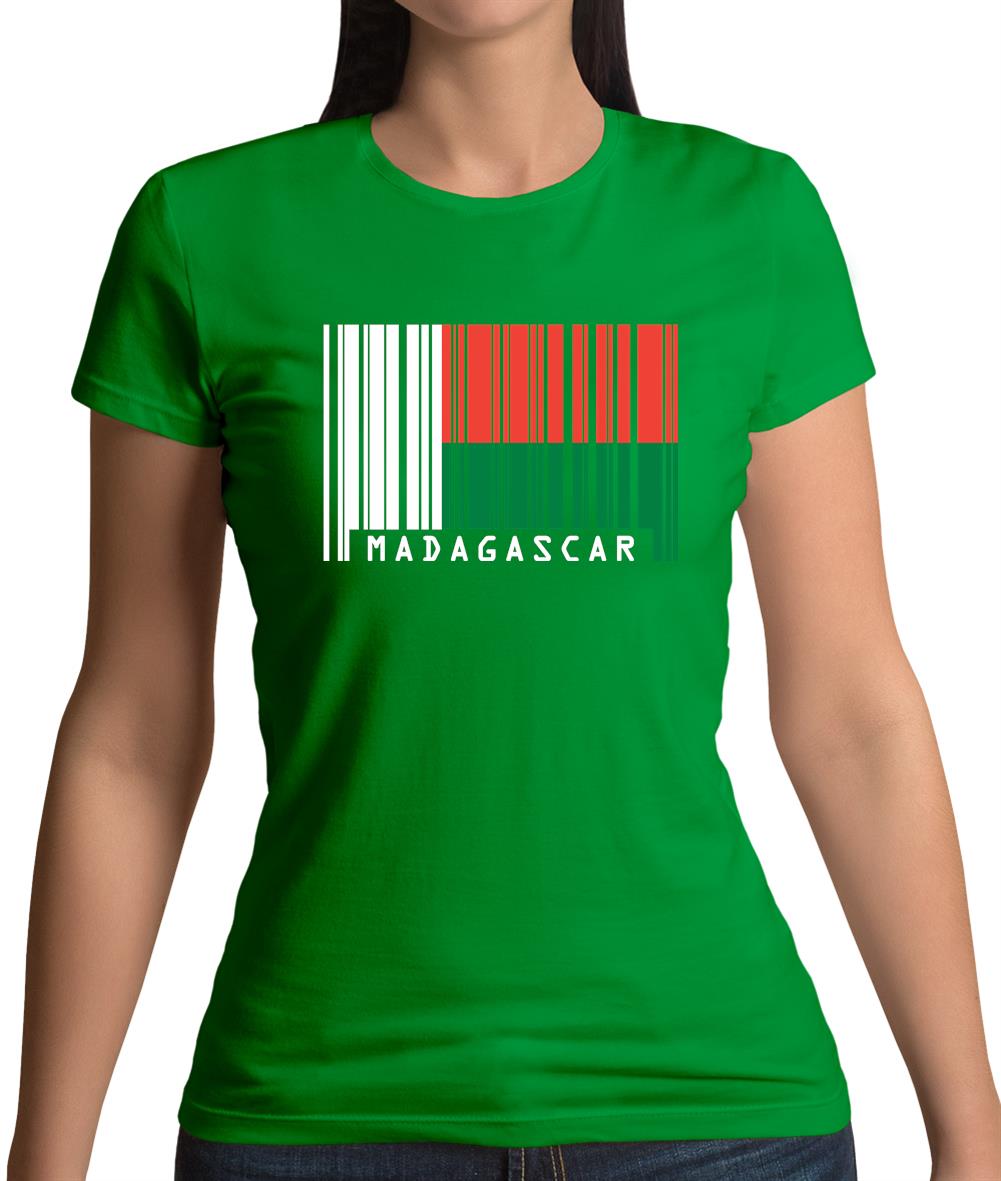 Madagascar Barcode Style Flag Womens T-Shirt