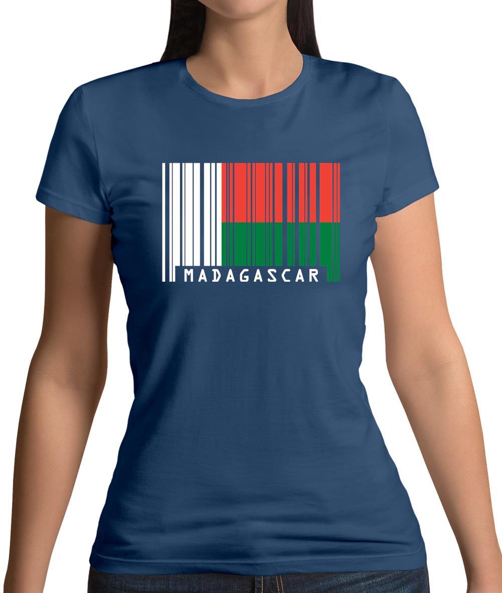 Madagascar Barcode Style Flag Womens T-Shirt
