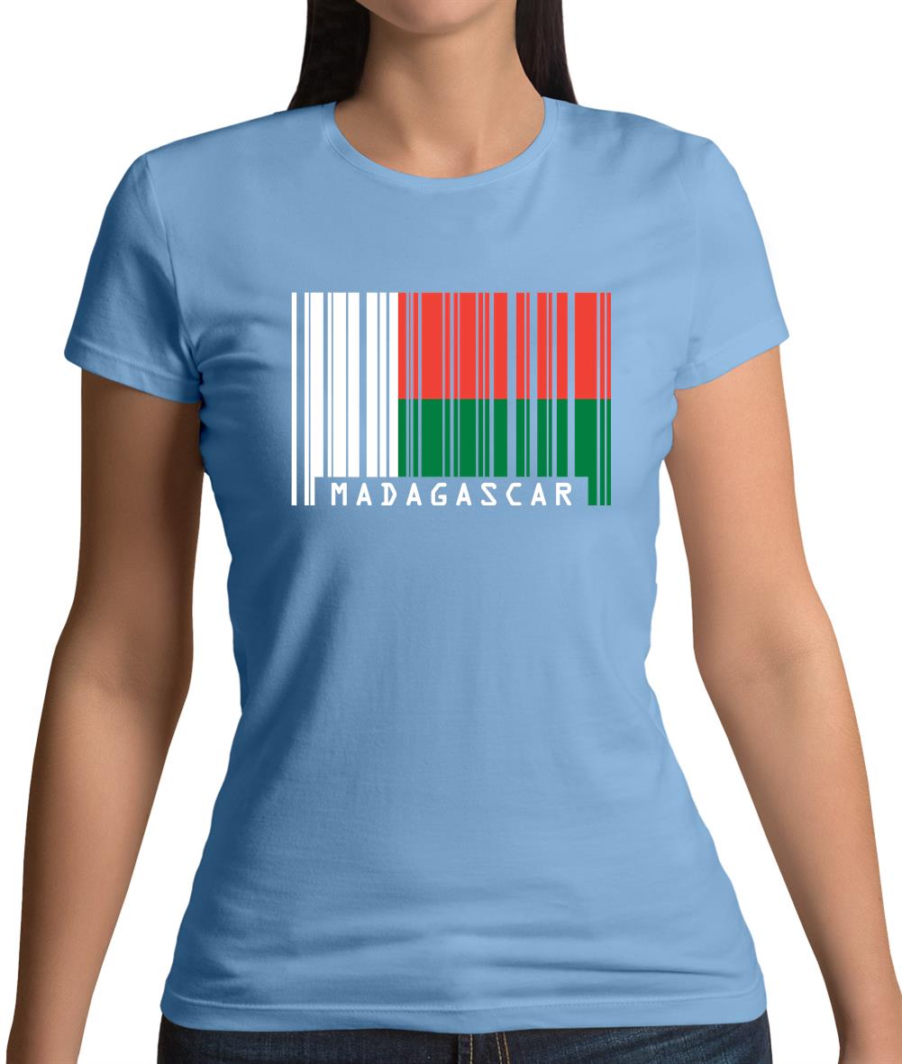 Madagascar Barcode Style Flag Womens T-Shirt