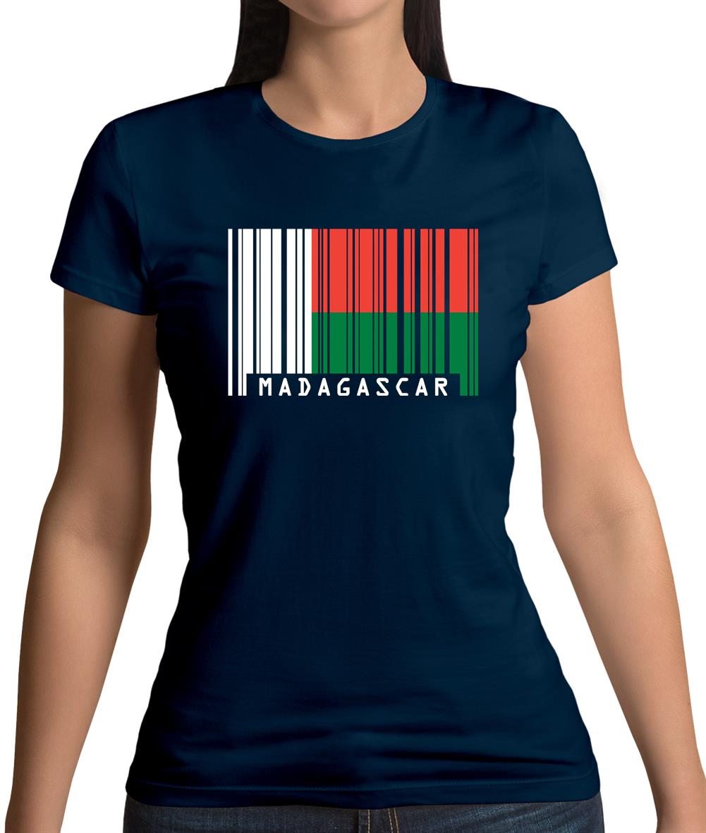 Madagascar Barcode Style Flag Womens T-Shirt