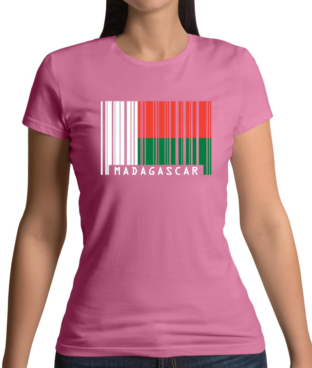 Madagascar Barcode Style Flag Womens T-Shirt