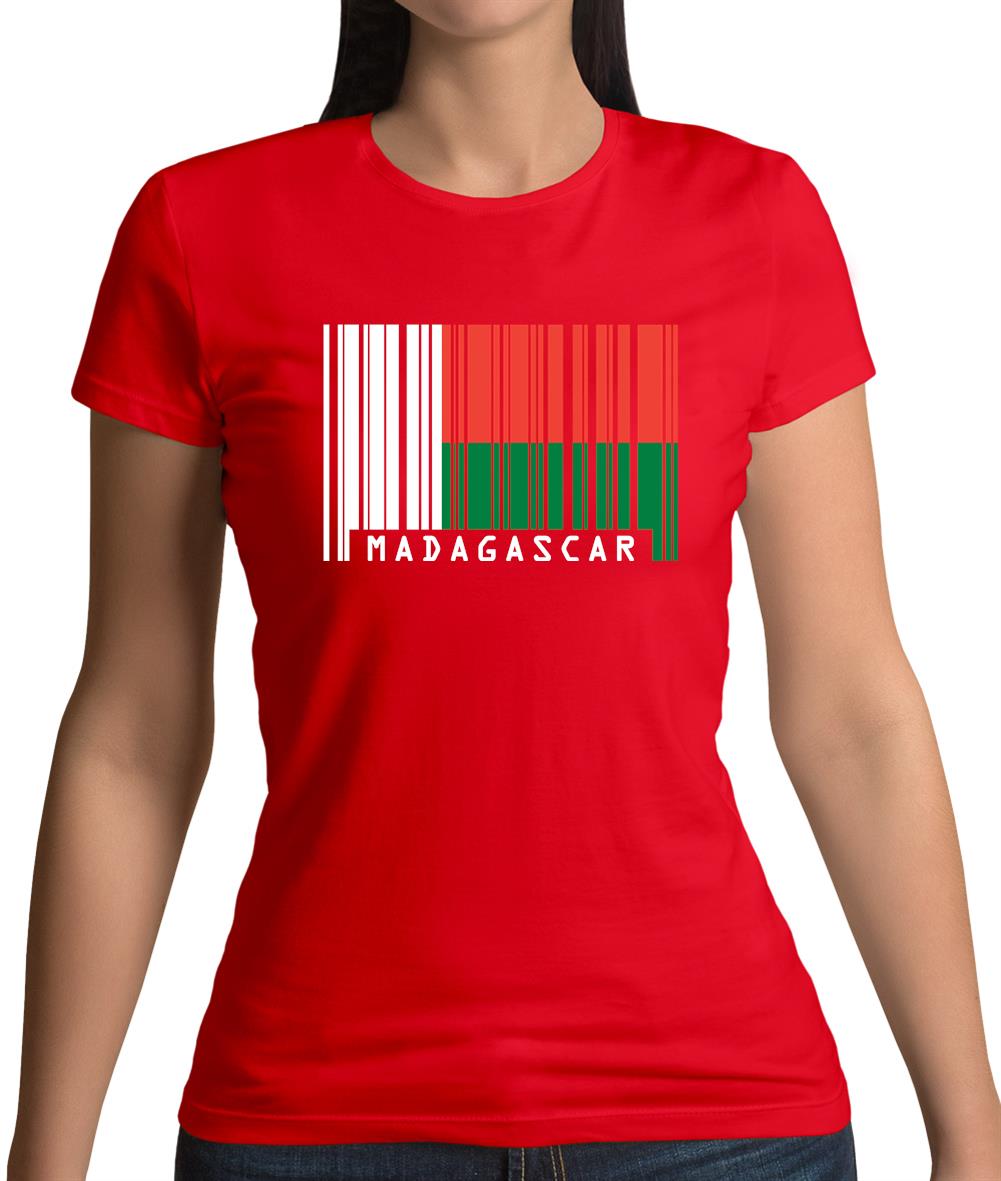 Madagascar Barcode Style Flag Womens T-Shirt