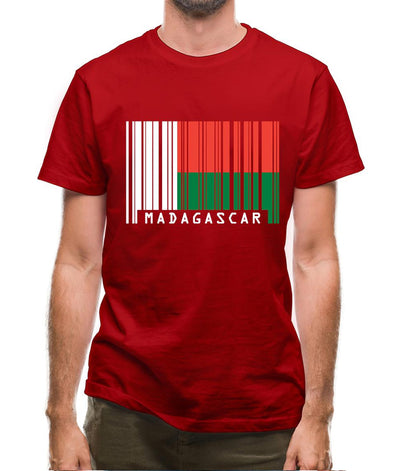 Madagascar Barcode Style Flag Mens T-Shirt