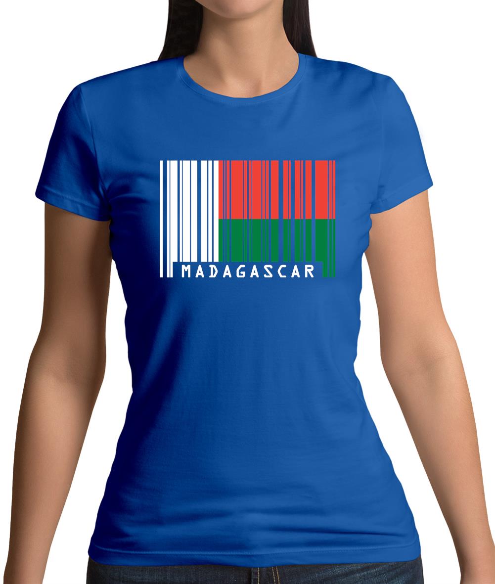 Madagascar Barcode Style Flag Womens T-Shirt